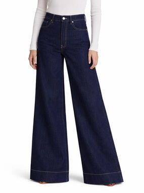 Veronica Beard Haizley High Rise Navy Extra Wide Leg Jeans. Size 27